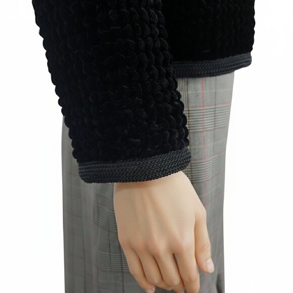 Authentic Chanel Creations Vintage Black Cardigan Jacket Silk Lining Womens 6 - Picture 7 of 14